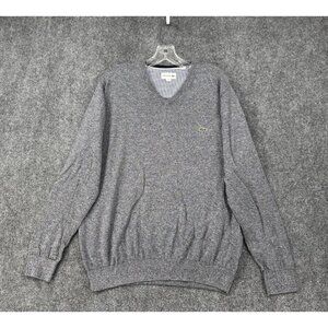 Lacoste V Neck Blue Heather Sweater Men’s XL Classic Gator Logo Preppy